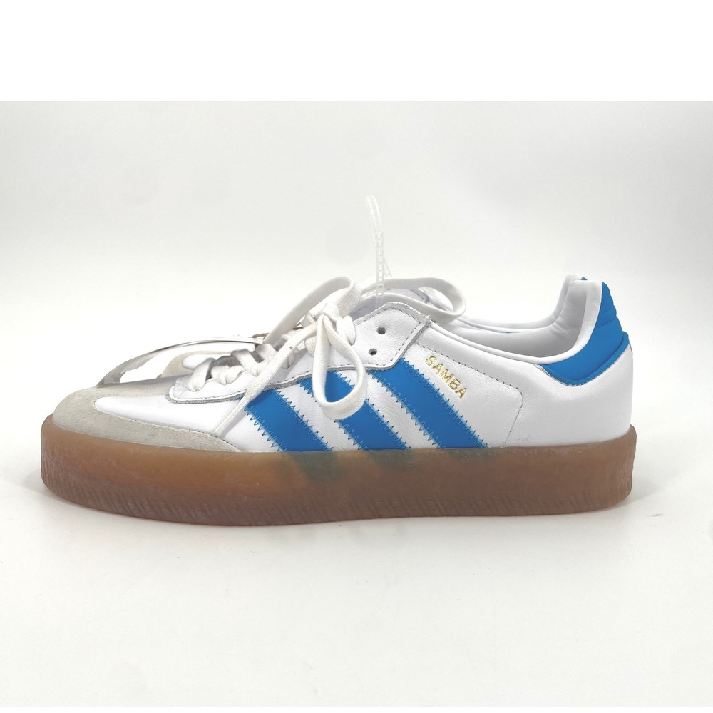Adidas Sambae J Shoes Unisex 7 White Blue Leather Platform Gum Sole NWOB Retro